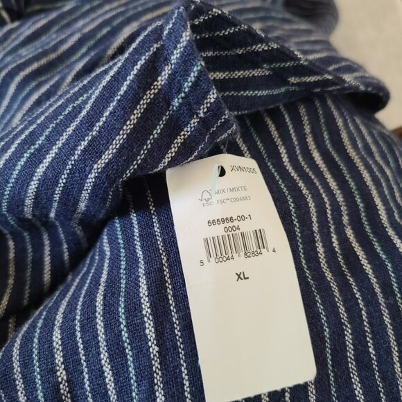 Old Navy Linen Blend Striped Button Front Midi Dress XL Pockets Cottagecore - Picture 7 of 9
